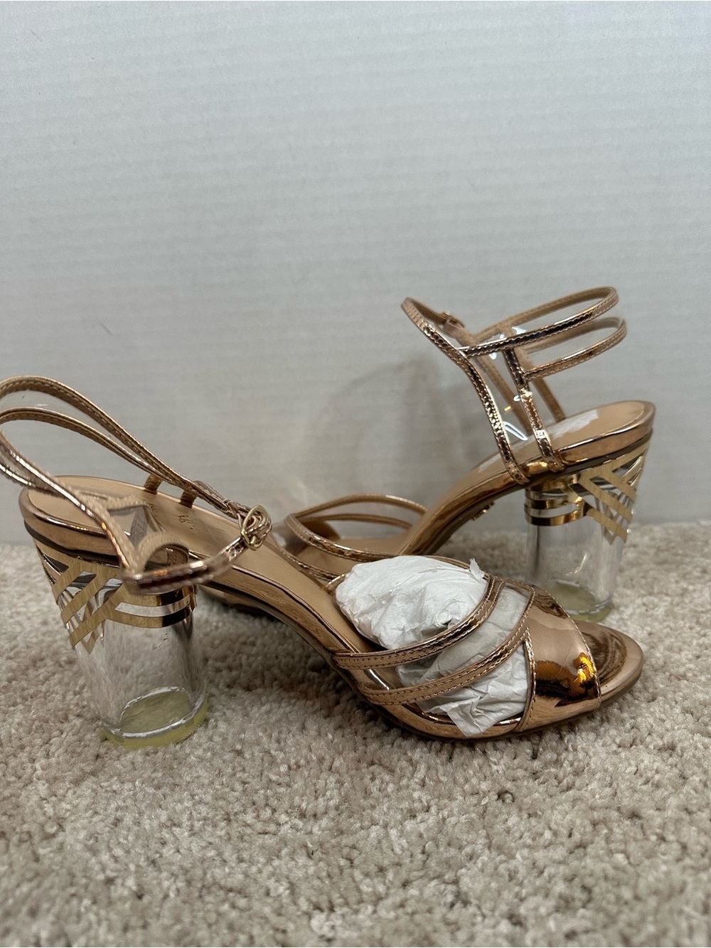 Thalia Sodi Metallic Rose Gold Strappy Heeled Sandals, size 7.5, new - Picture 7 of 7